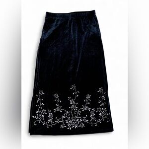 My Michelle Black Velvet Skirt with Floral Glitter Detailing